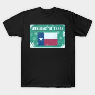 Welcome To Texas Frozen Sign Snovid 21 blizzard T-Shirt